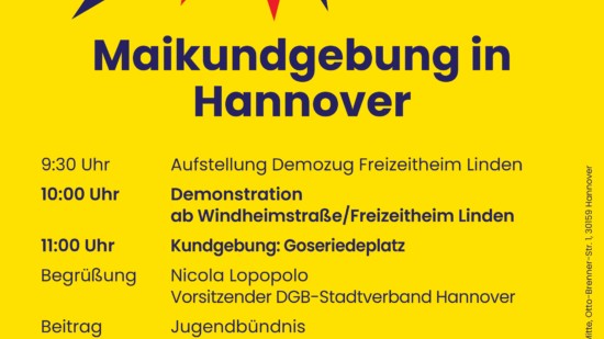 Flugblatt zur Maikundgebung des DGB in Hannover 2023