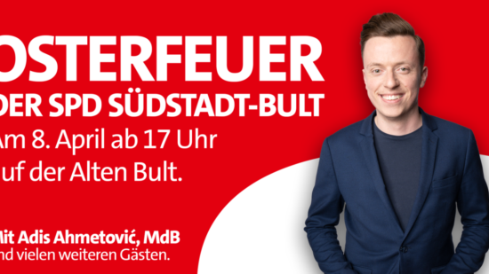 Banner zum Osterfeuer des SPD-Ortsvereins Südstadt-Bult