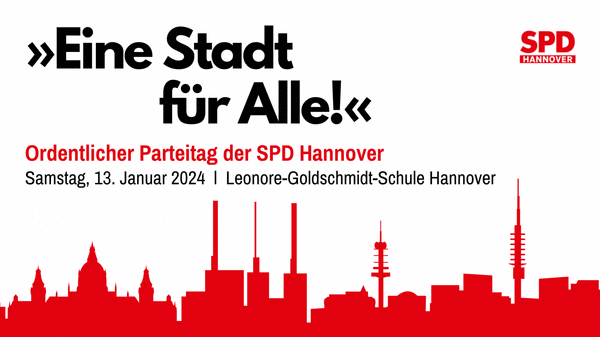 Ankündigung des Parteitags der SPD Hannover am 13. Januar 2024